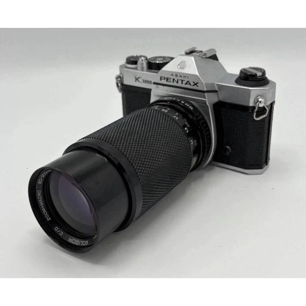 Pentax K1000 35mm SLR Film Camera And 80-200mm Zoom Macro Lens Bundle Asahi